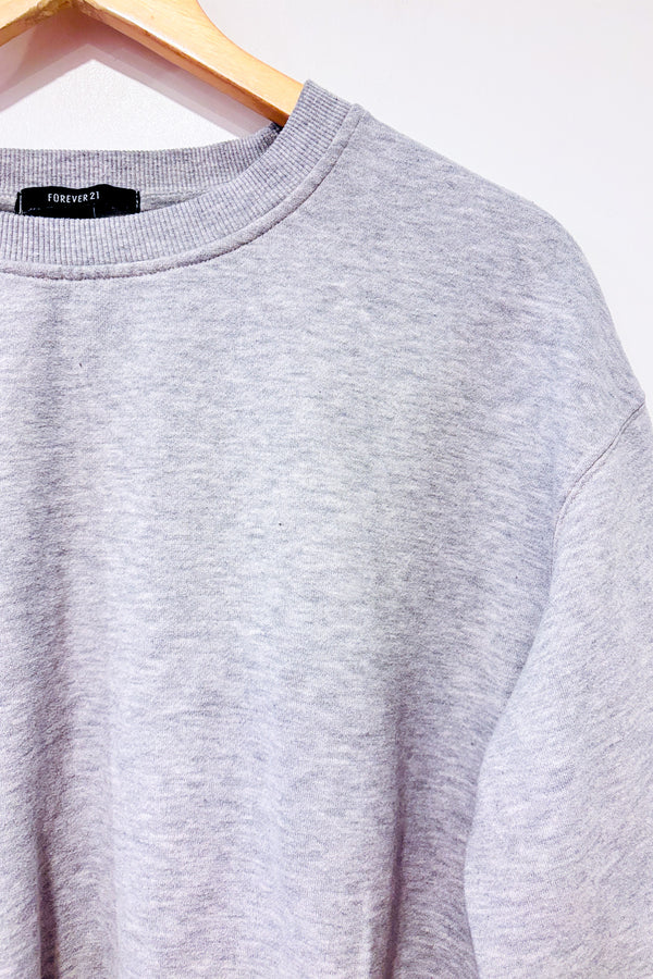 Chandail crewneck gris en coton ouaté (l)-Forever21-La Penderie du Paradis 🕊