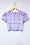 T-shirt coupée mauve à carreaux transparent (s)-H&M-La Penderie du Paradis 🕊