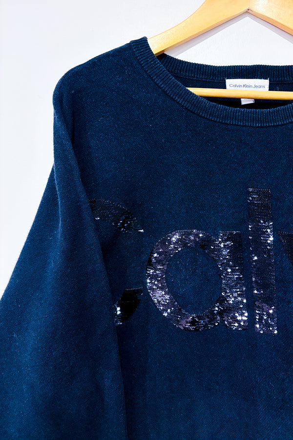 Haut ample noir en tricot avec paillettes (m)-Calvin Klein-La Penderie du Paradis 🕊