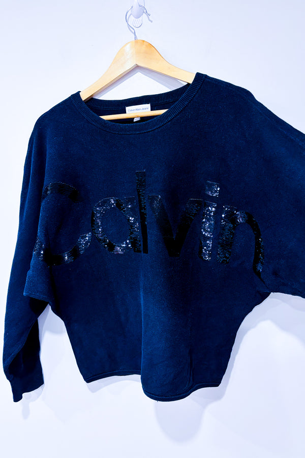 Haut ample noir en tricot avec paillettes (m)-Calvin Klein-La Penderie du Paradis 🕊