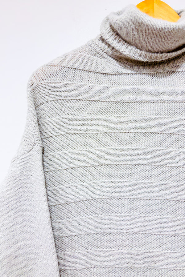 Chandail en tricot gris rayé à col roulé (s)-Simons-La Penderie du Paradis 🕊