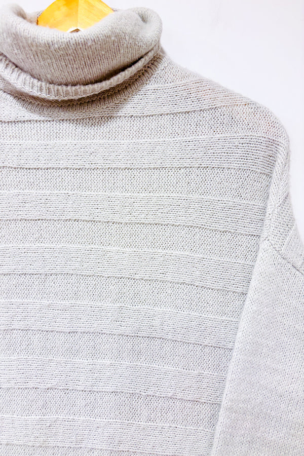 Chandail en tricot gris rayé à col roulé (s)-Simons-La Penderie du Paradis 🕊