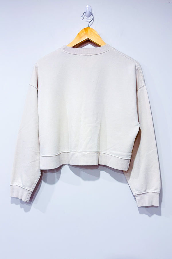 Chandail crewneck crème en coton ouaté (m)-Zara-La Penderie du Paradis 🕊
