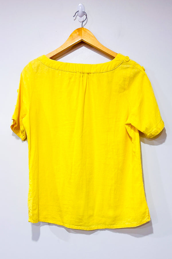 T-shirt jaune en lin (s)* seconde main - Laura- La Penderie du Paradis