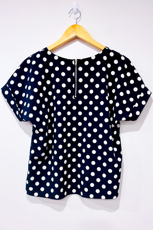 Haut bleu à pois blanc (m) seconde main - Melløday- La Penderie du Paradis