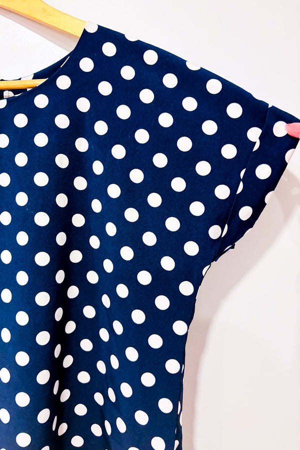 Haut bleu à pois blanc (m) seconde main - Melløday- La Penderie du Paradis