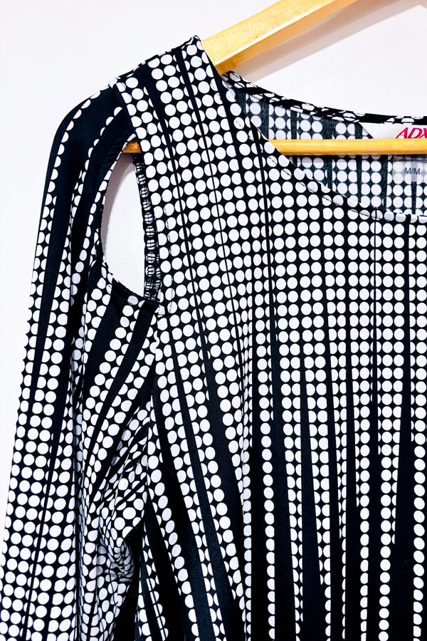 Tunique asymétrique noire et blanche à pois (m) seconde main - ADX- La Penderie du Paradis