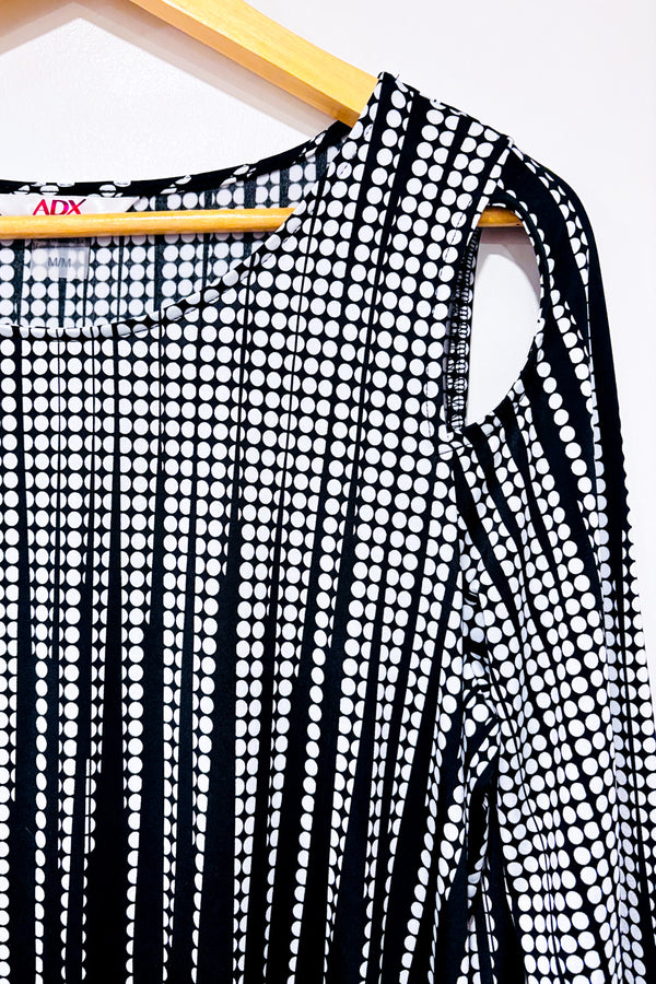 Tunique asymétrique noire et blanche à pois (m) seconde main - ADX- La Penderie du Paradis