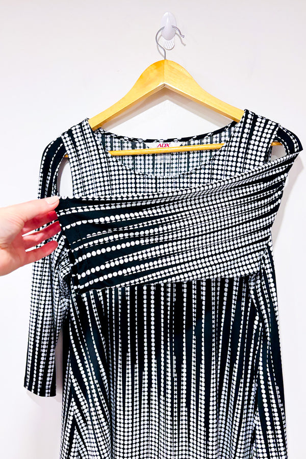 Tunique asymétrique noire et blanche à pois (m) seconde main - ADX- La Penderie du Paradis