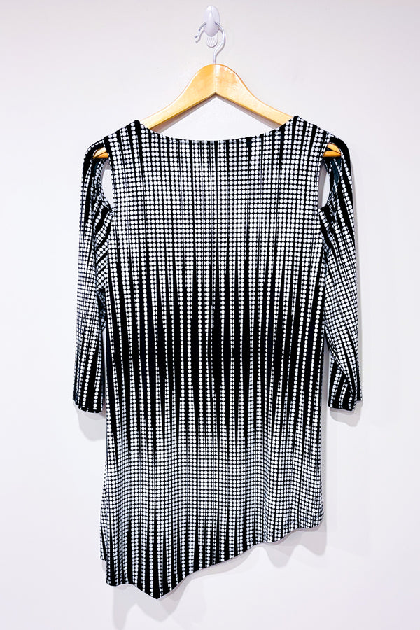 Tunique asymétrique noire et blanche à pois (m) seconde main - ADX- La Penderie du Paradis