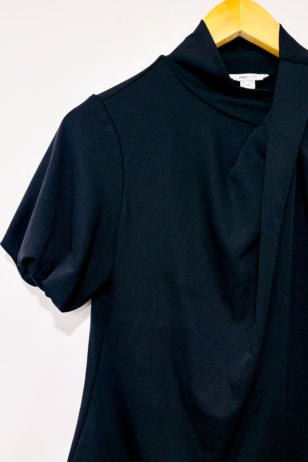 Haut noir à col haut et manches bouffantes (l) seconde main - RW&CO.- La Penderie du Paradis