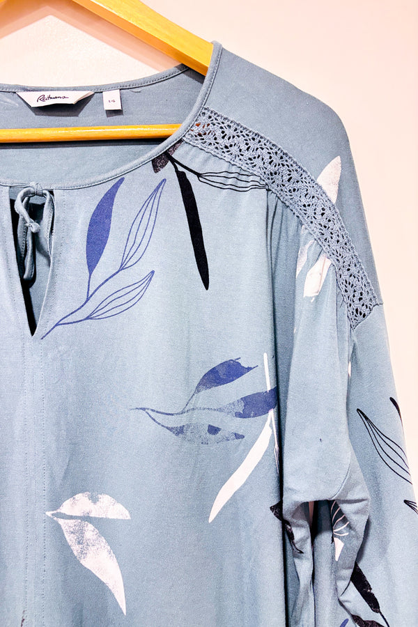 Haut turquoise fleuri (l) seconde main - Reitmans- La Penderie du Paradis