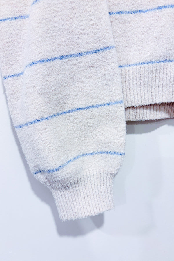 Chandail coupé beige et bleu rayé (s) seconde main - SHEIN- La Penderie du Paradis