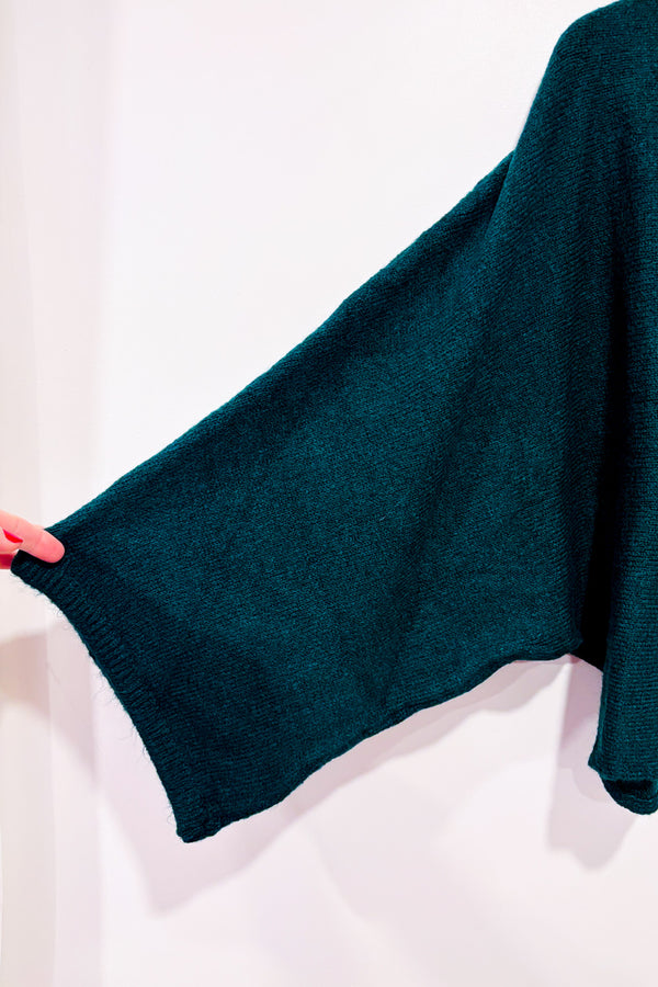 Chandail ample vert forêt en tricot* seconde main - H&M- La Penderie du Paradis