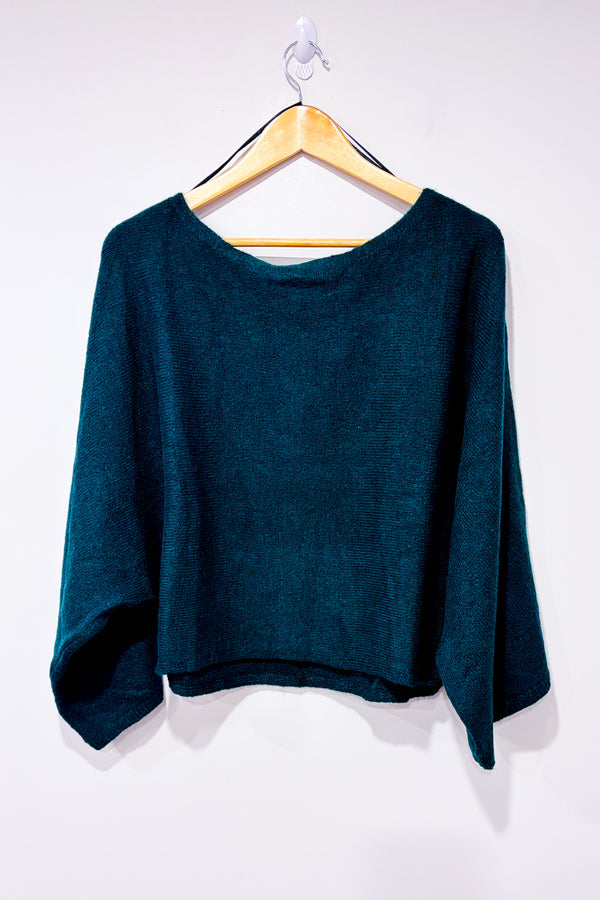 Chandail ample vert forêt en tricot* seconde main - H&M- La Penderie du Paradis