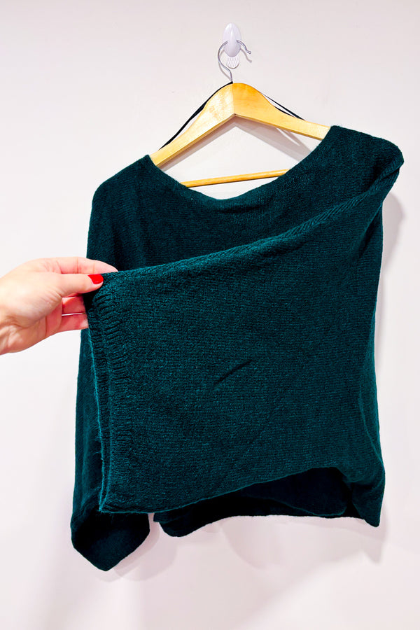 Chandail ample vert forêt en tricot* seconde main - H&M- La Penderie du Paradis