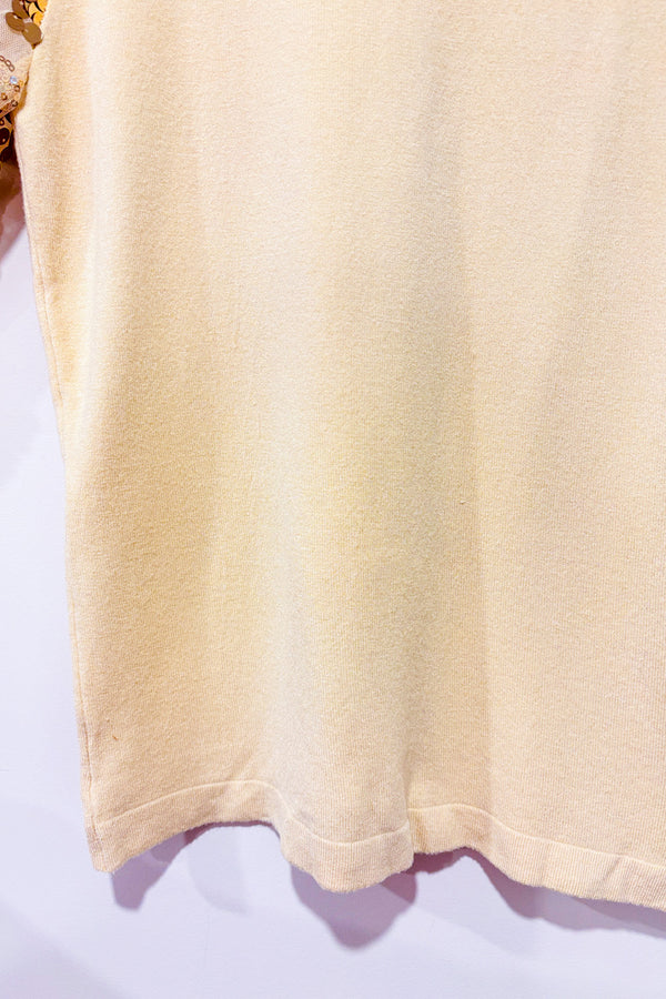 Chandail beige avec manches en paillettes* seconde main - Sioni- La Penderie du Paradis