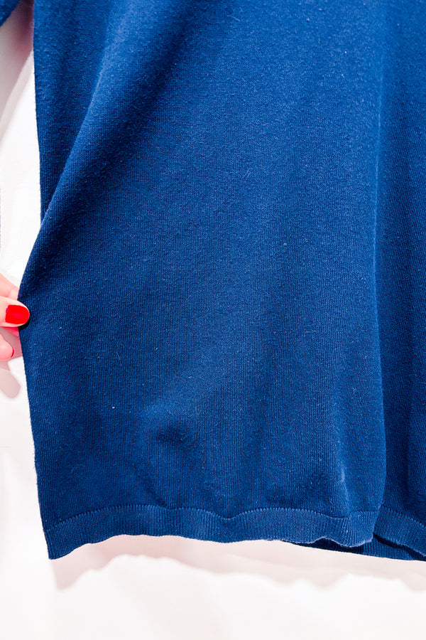 Chandail marine à col en V seconde main - Tommy Hilfiger- La Penderie du Paradis