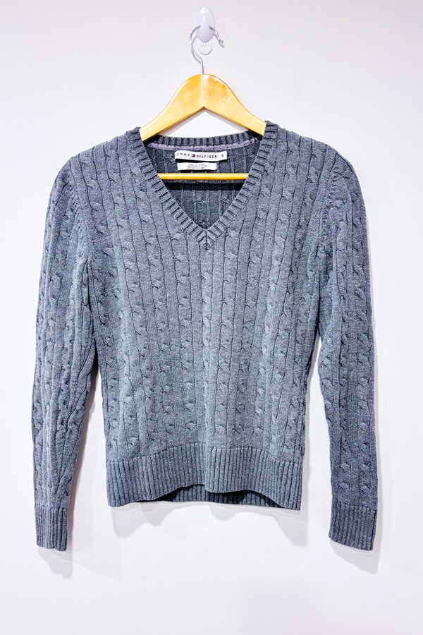 Chandail gris en tricot* seconde main - Tommy Hilfiger- La Penderie du Paradis