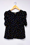 Haut noir à pois multicolore et manches bouffantes seconde main - Autres- La Penderie du Paradis