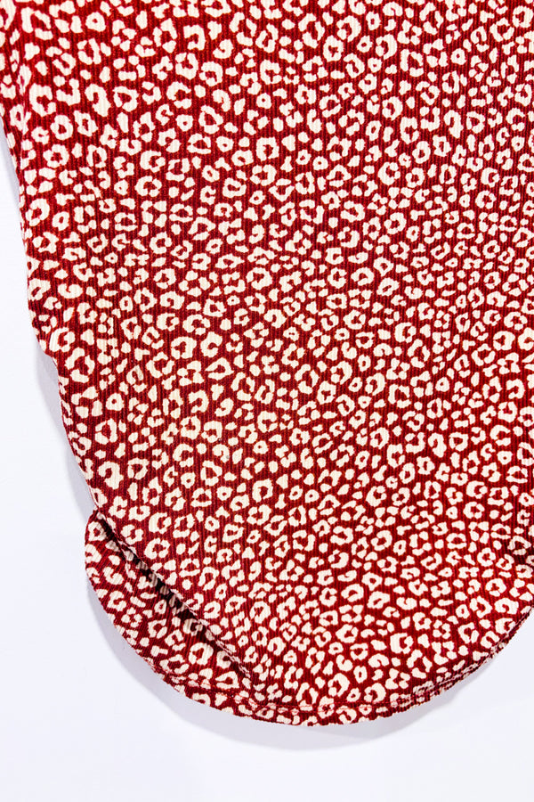 Chandail brun à col montant motif cheetah seconde main - Active USA- La Penderie du Paradis