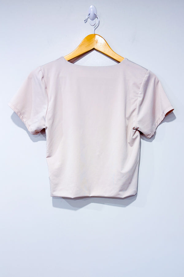 T-shirt court beige seconde main - Forever21- La Penderie du Paradis
