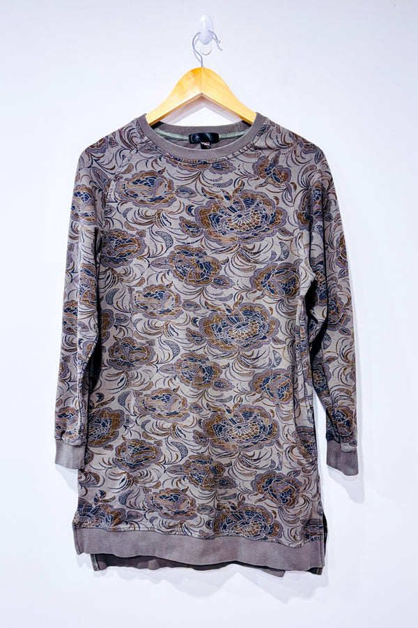 Tunique en coton ouaté verte fleurie seconde main - Renuar- La Penderie du Paradis