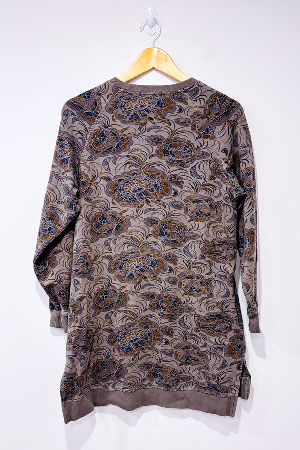 Tunique en coton ouaté verte fleurie seconde main - Renuar- La Penderie du Paradis