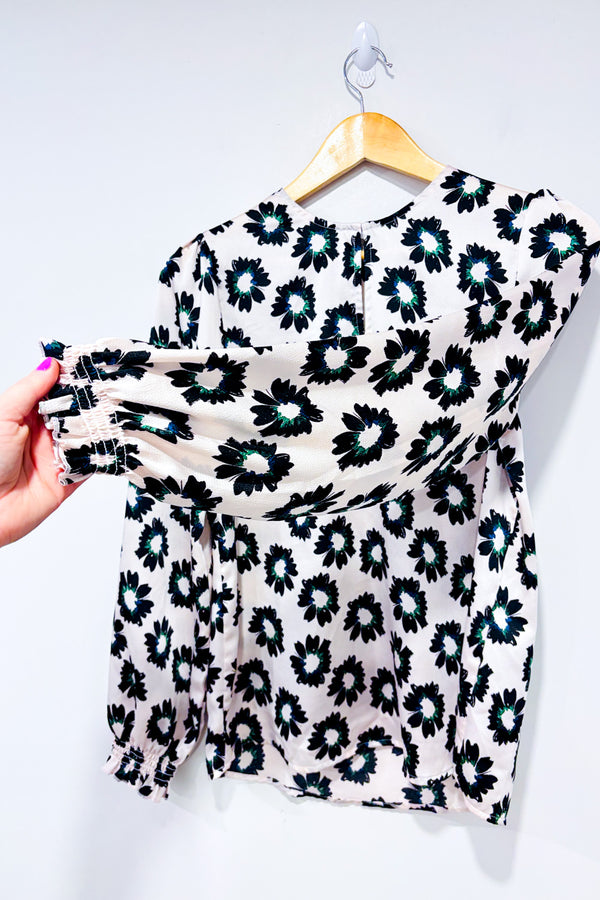 Blouse rose pâle fleurie seconde main - Ted Baker London- La Penderie du Paradis