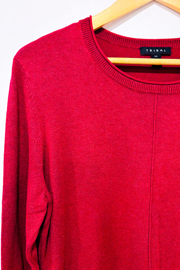 Chandail en tricot léger rouge vin* seconde main - Tribal- La Penderie du Paradis