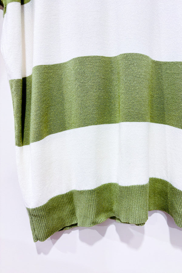 Haut ample rayé blanc et vert seconde main - Simons- La Penderie du Paradis