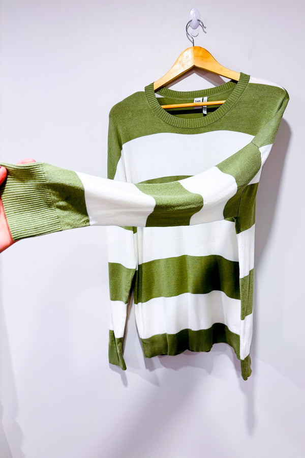 Haut ample rayé blanc et vert seconde main - Simons- La Penderie du Paradis