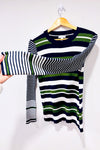 Chandail côtelé rayé marine et vert seconde main - Nine West- La Penderie du Paradis