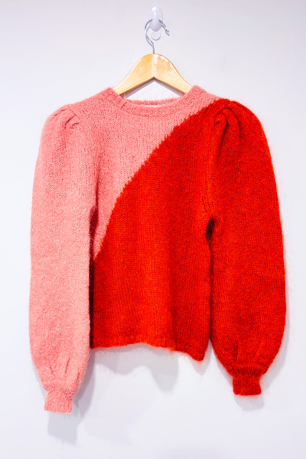 Chandail orange et rose en laine* seconde main - Zara- La Penderie du Paradis