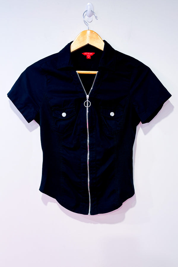 Blouse cargo noir à zip seconde main - Guess- La Penderie du Paradis