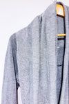 Haut drapé cache-cœur gris rayé seconde main - Lululemon- La Penderie du Paradis
