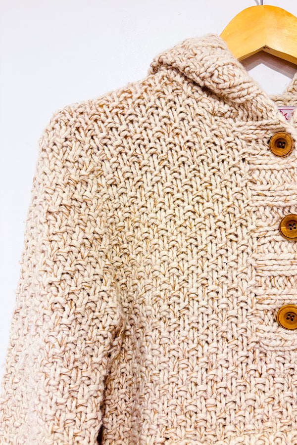 Chandail beige en laine épaisse seconde main - Roots- La Penderie du Paradis