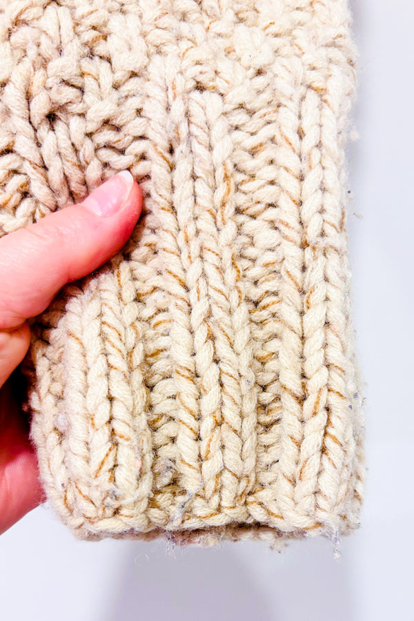 Chandail beige en laine épaisse seconde main - Roots- La Penderie du Paradis