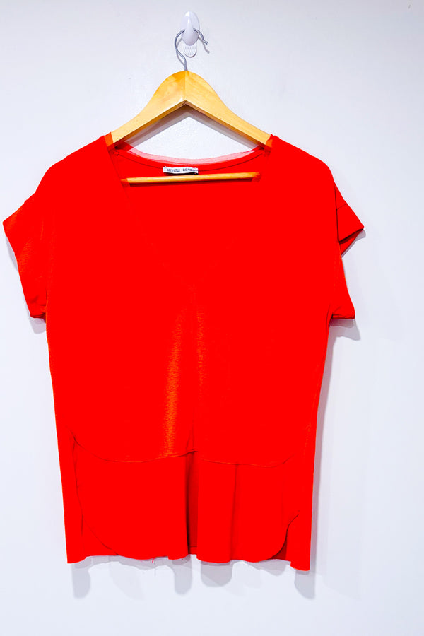 T-shirt orange coupe fluide seconde main - Zara- La Penderie du Paradis