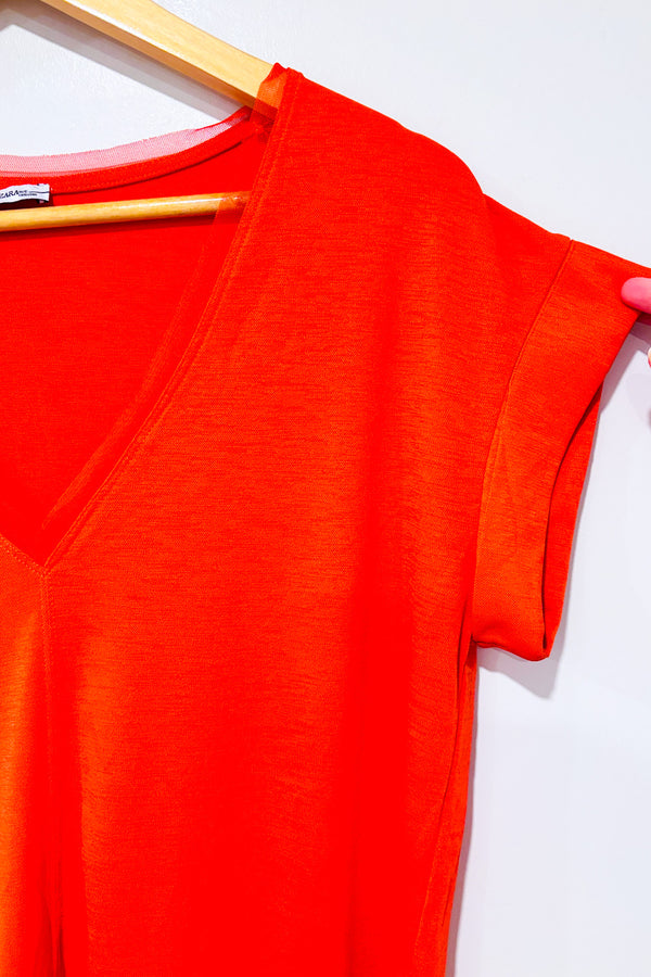 T-shirt orange coupe fluide seconde main - Zara- La Penderie du Paradis