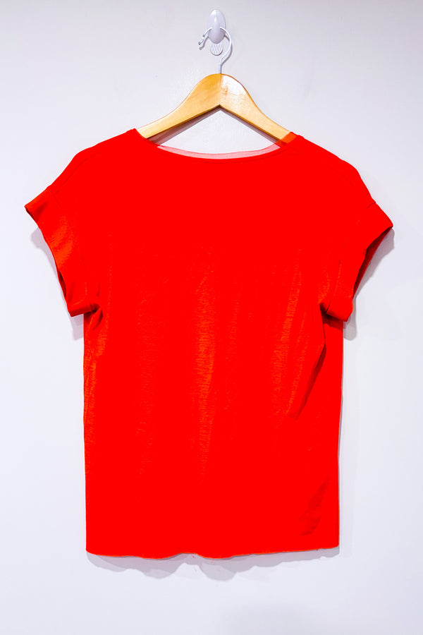 T-shirt orange coupe fluide seconde main - Zara- La Penderie du Paradis
