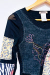 Chandail noir patchwork texturé à motifs seconde main - Terra Nostra- La Penderie du Paradis