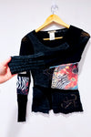 Chandail noir patchwork texturé à motifs seconde main - Terra Nostra- La Penderie du Paradis