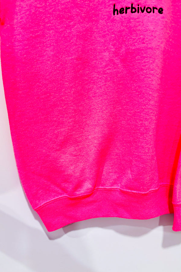 Chandail crewneck rose néon ''herbivore'' seconde main - La Maison Pony- La Penderie du Paradis