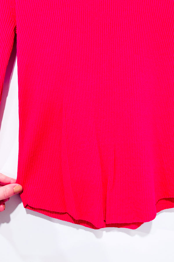 Chandail côtelé fuchsia ajusté* seconde main - Zara- La Penderie du Paradis