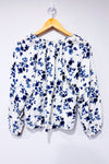 Blouse fluide blanche à fleurs bleues seconde main - Old Navy- La Penderie du Paradis