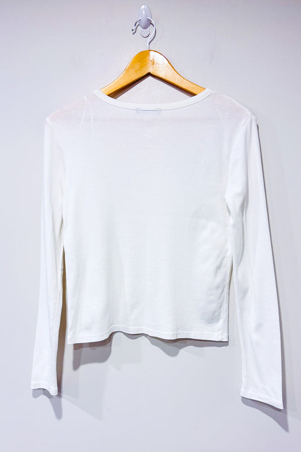 Chandail blanc basique à manches longues seconde main - Zara- La Penderie du Paradis