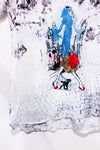 Blouse fluide transparente blanche motif artistique avec paillettes seconde main - Tricotto- La Penderie du Paradis