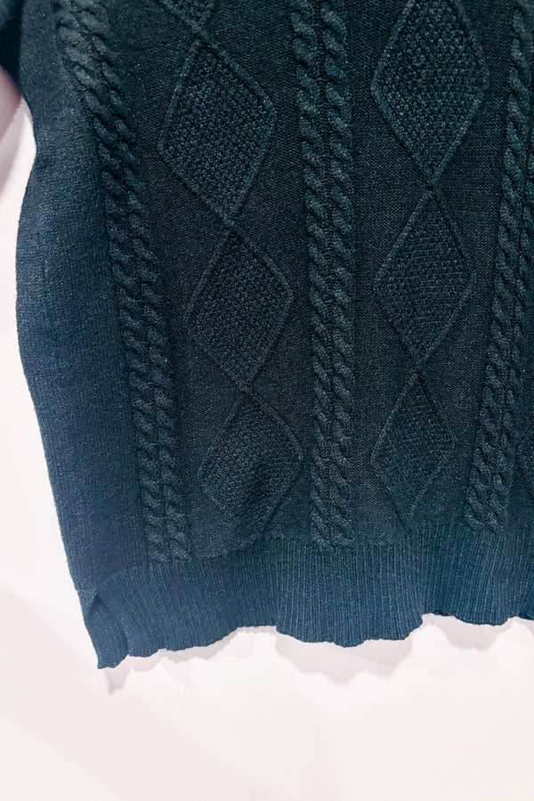 Chandail en tricot vert forêt à col polo seconde main - Max Cocos- La Penderie du Paradis