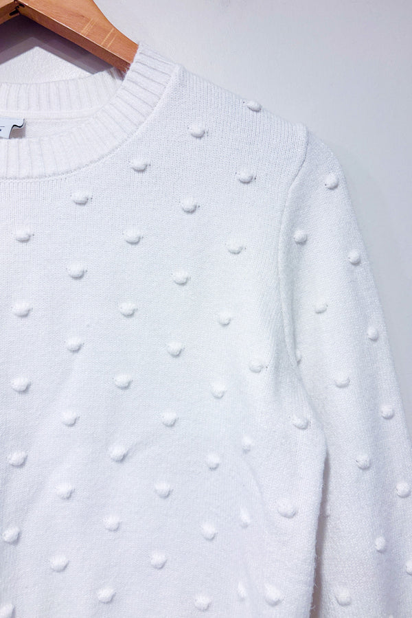 Chandail blanc en tricot texturé seconde main - Simons- La Penderie du Paradis